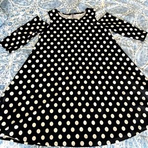 New without Tags - Black with white dots- XL Swing cold shoulder dress/ tunic.